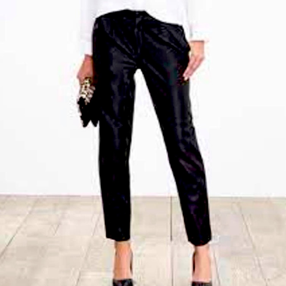 Pleated Faux Leather Pants